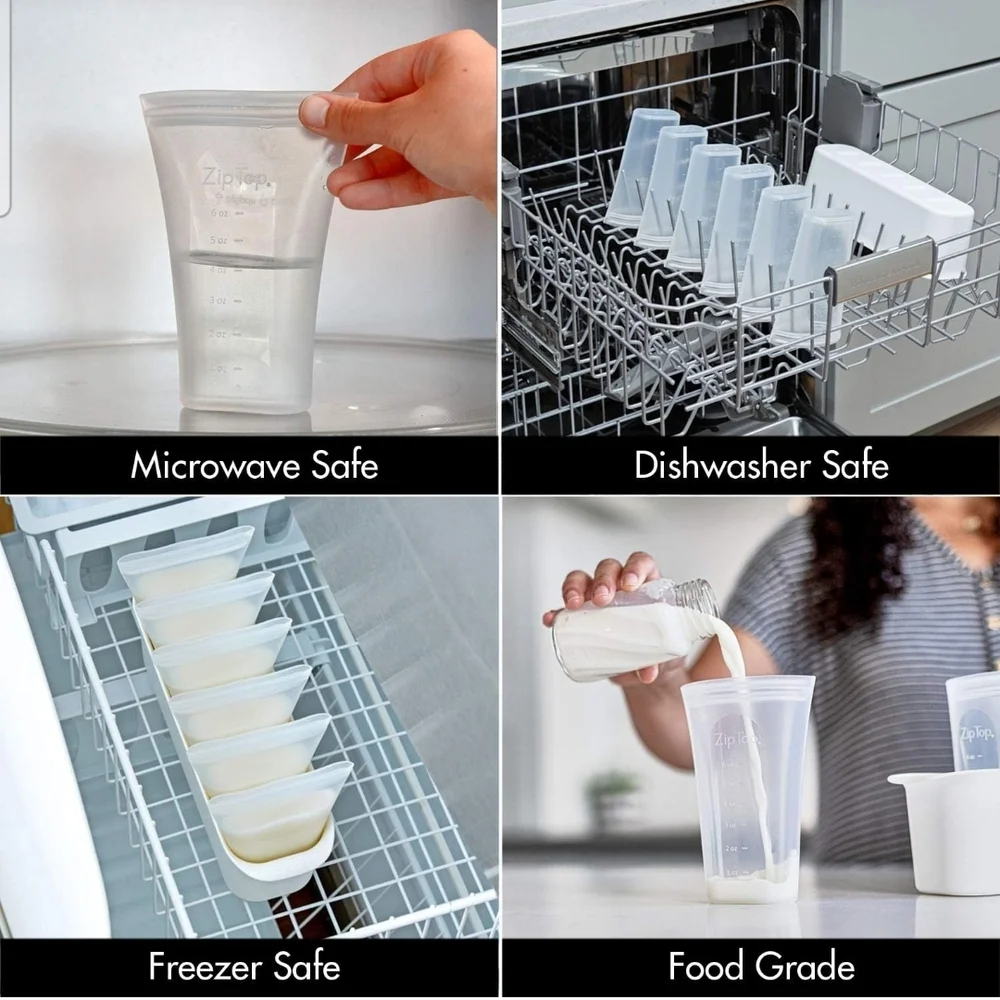 ZipTop Reusable Breastmilk Containers with Tray